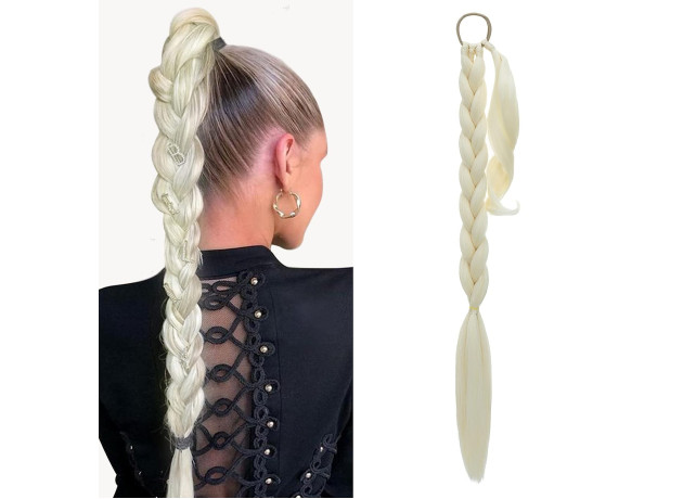 Coada de par pentru impletituri, Blond Foarte Deschis, 70 cm